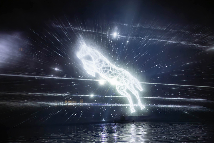 十一国庆，“雄安商务服务中心光影巨物”点亮雄安新区